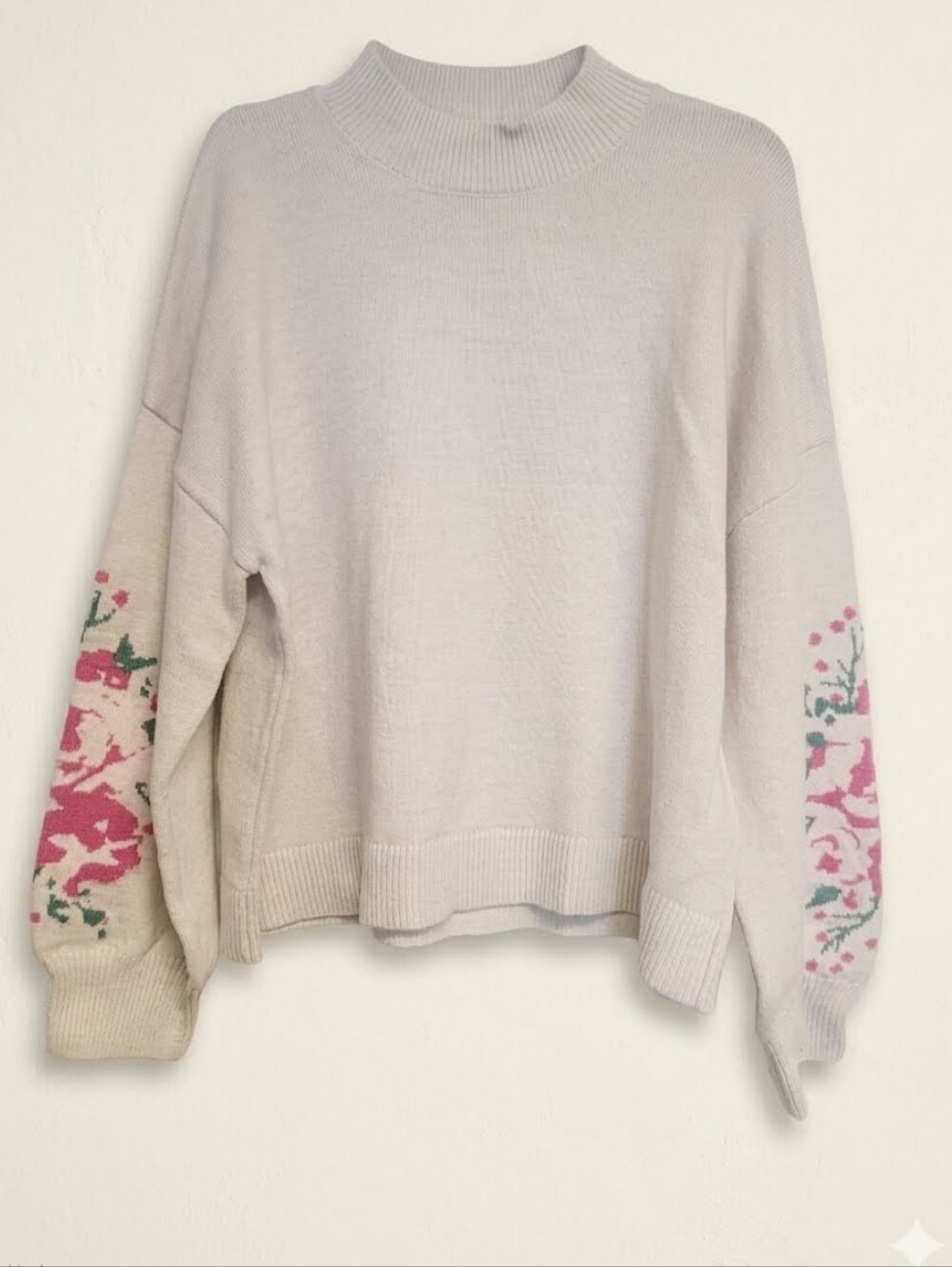NWT Belldini Plus Floral Knit Mock Neck Sweater 1X